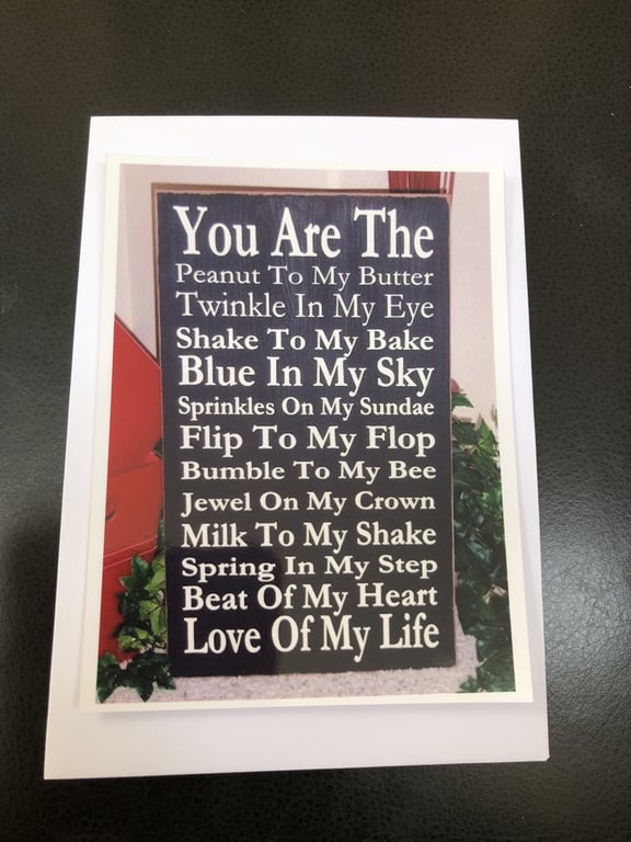 You Are The Peanut To My Butter Romantic Card Valentines Day or anniversary