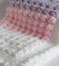 Baby blanket, pink lilac white, 32" x 24" approx, - Image 1