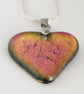 Pink Heart-shaped Dichroic Glass Pendant - 1266 - Image 3