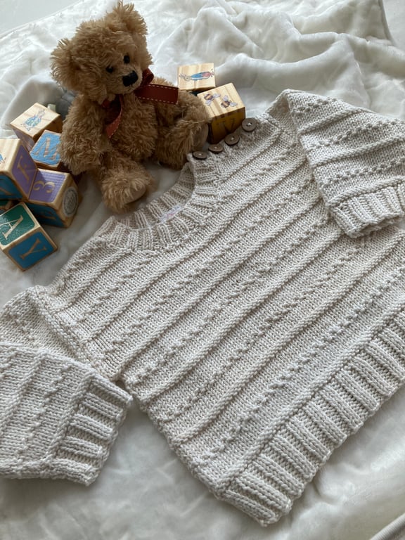 Hand knitted ‘Jack’ Baby Boy’s Jumper (9-12 months)