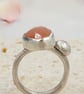 Rose Cut Peach Moonstone Slice Ring - Image 4