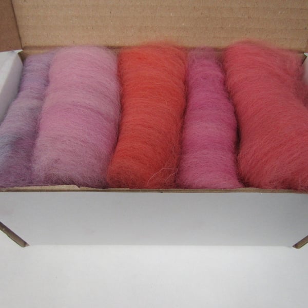Natural Dye Mixed Flower Colours Shetland Wool Felting Pack
