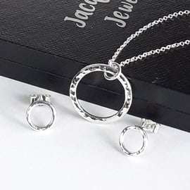 Silver Circle Necklace and Earring Set Medium Infinite Jewellery