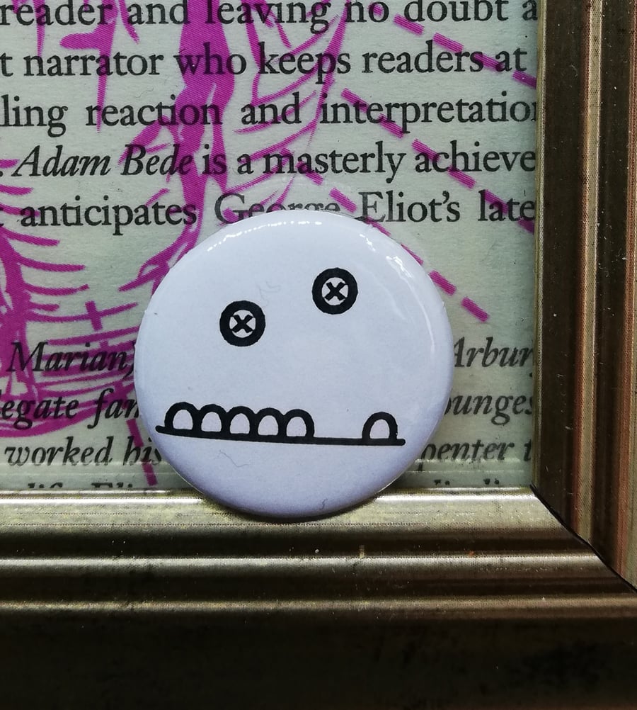 Monster Face 2 - White 25mm Button Badge - Free Postage!
