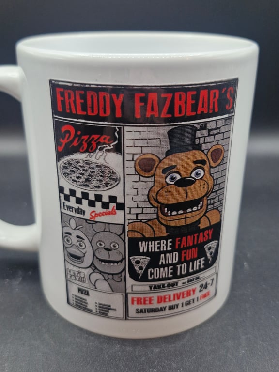 New FNAF Mug Five Nights at Freddy's Pizza Horror Movie Gaming Fan Art