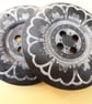 6cm Raised Edge  Dark Brown Patterned Large Wood  Buttons PETAL pattern - Image 2