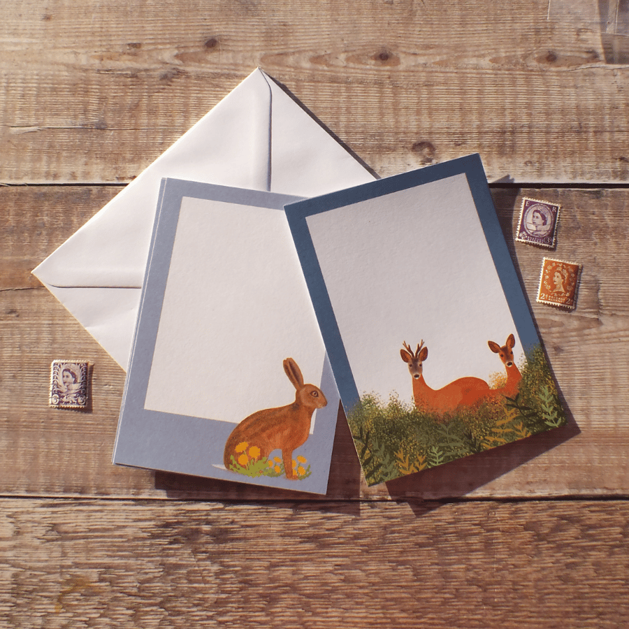 Hare and Roe Deer Mini Writing Paper Set