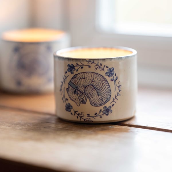 Handmade Ceramic Votive - Snooze club illustration 