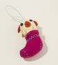 Felt Dog in a Stocking - Christmas Hanging Decoration