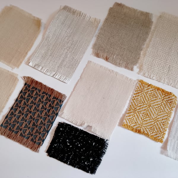 Handmade miniature dolls house rug bundle linen cotton yellow beige pink