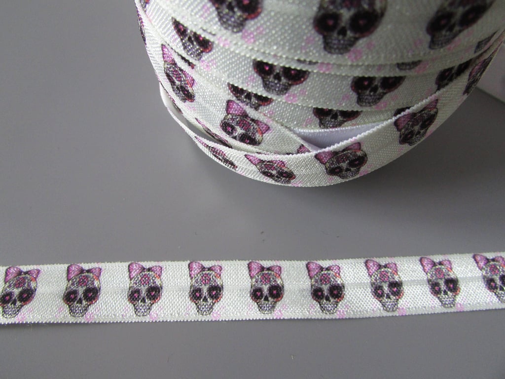 Sugar Skull Fold Over Elastic x 1 metre