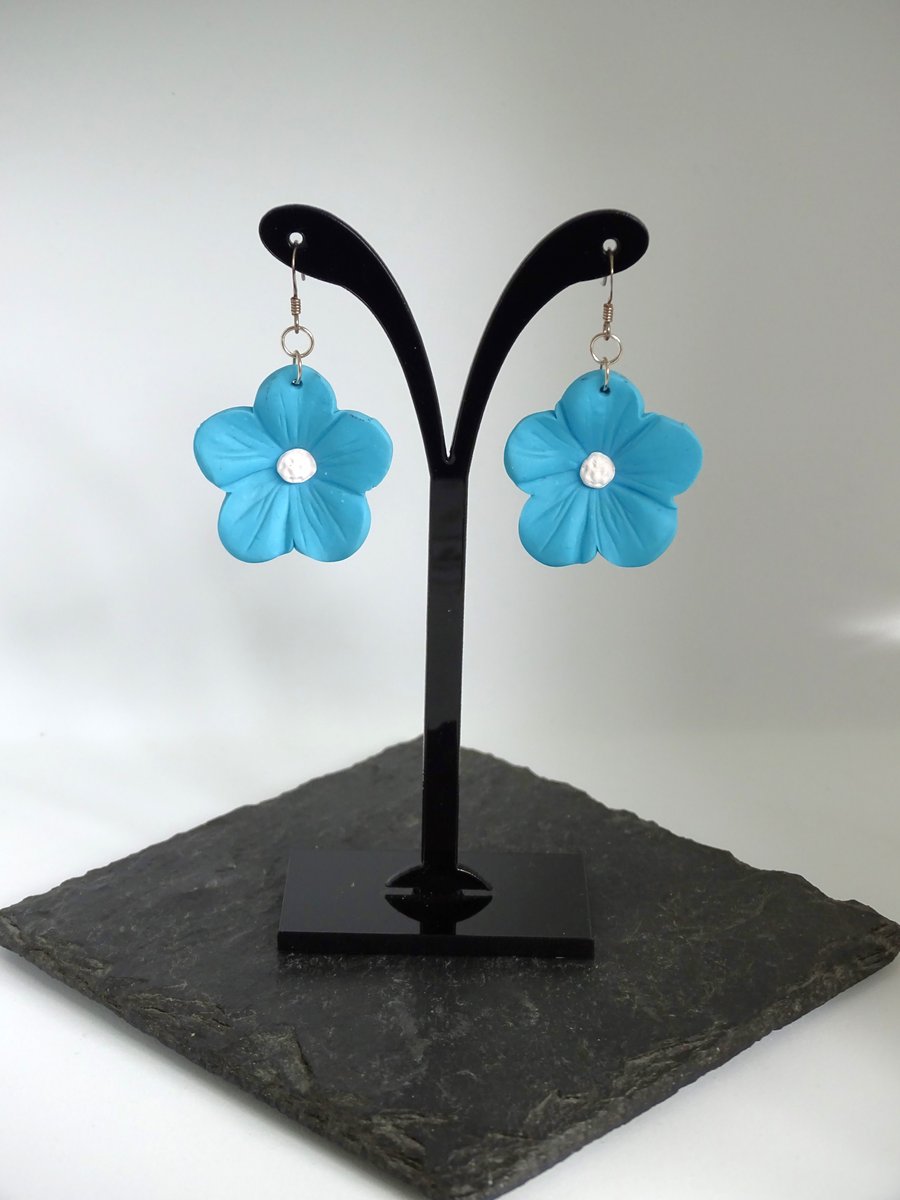 Blue & White Flower Earrings 
