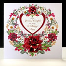 A Luxury Wedding Day Burgundy Rose Handmade Card 