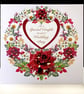 A Luxury Wedding Day Burgundy Rose Handmade Card 