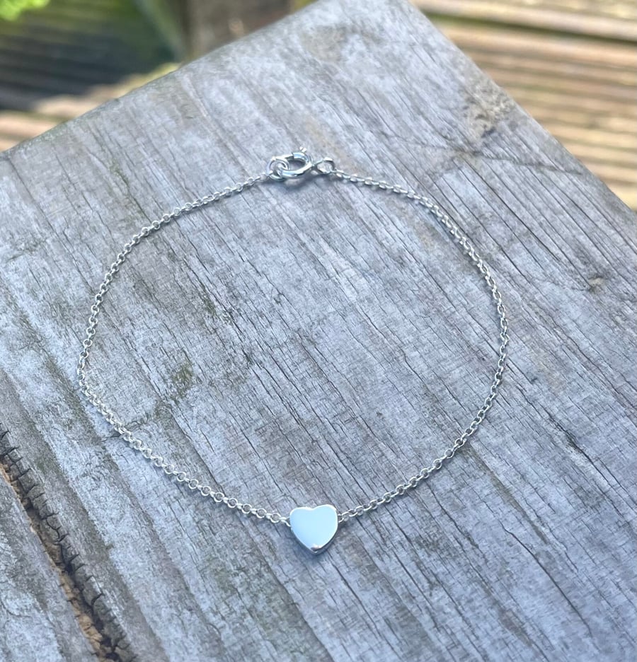 Sterling Silver Hearts Anklet