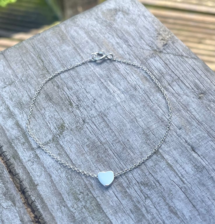 Sterling Silver Hearts Anklet