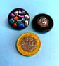 Set of two black satin dichroic glass shank buttons - Image 5