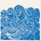 Sea Waves Original Linocut Print 