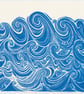 Sea Waves Original Linocut Print  - Image 1