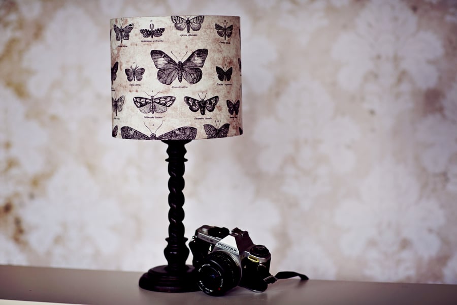 Butterfly lampshade, black butterfly, lampshade, ceiling lampshade, fabric lamp