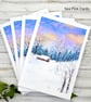Christmas Cards - set of 4 cards - snow scene, cottage, fir and pine trees - Image 3