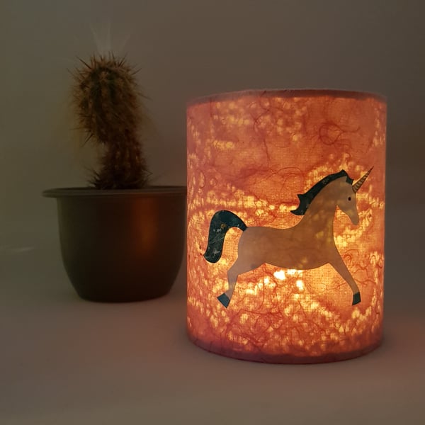 Unicorn lantern with LED candle (Pink)