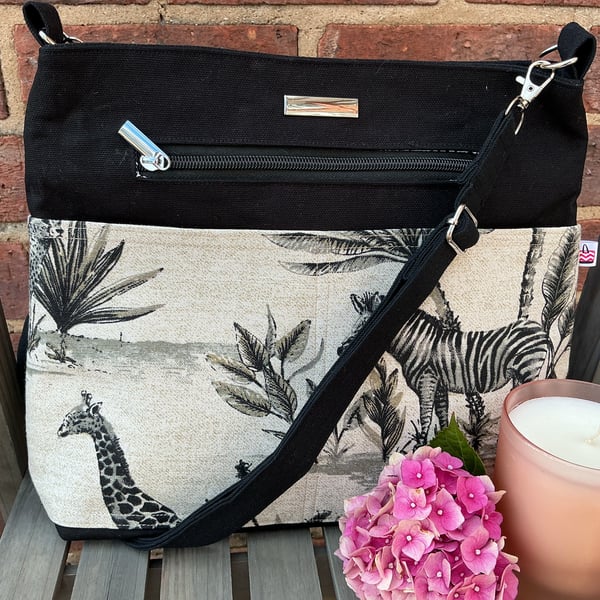 Jungle Print Multi0-pocket Shoulder Bag