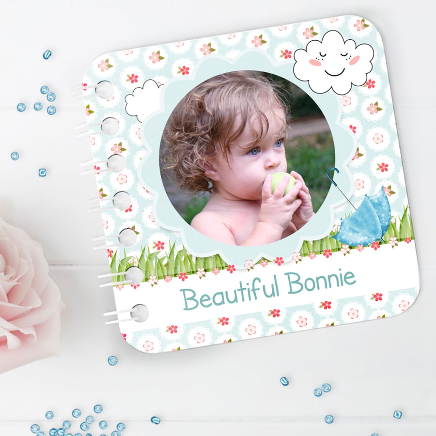 Personalised Baby Board Book, 'Summer's Day' design, handmade toddler baby gift