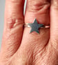 Star Signet Ring Sterling Silver .925 Jewellery Gift Hammered Band UK Size P - Image 3