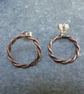 Copper stud earrings, Front facing hoops, 7th anniversary gift - Image 5
