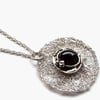 Sterling  Silver Crocheted Pendant with Garnet