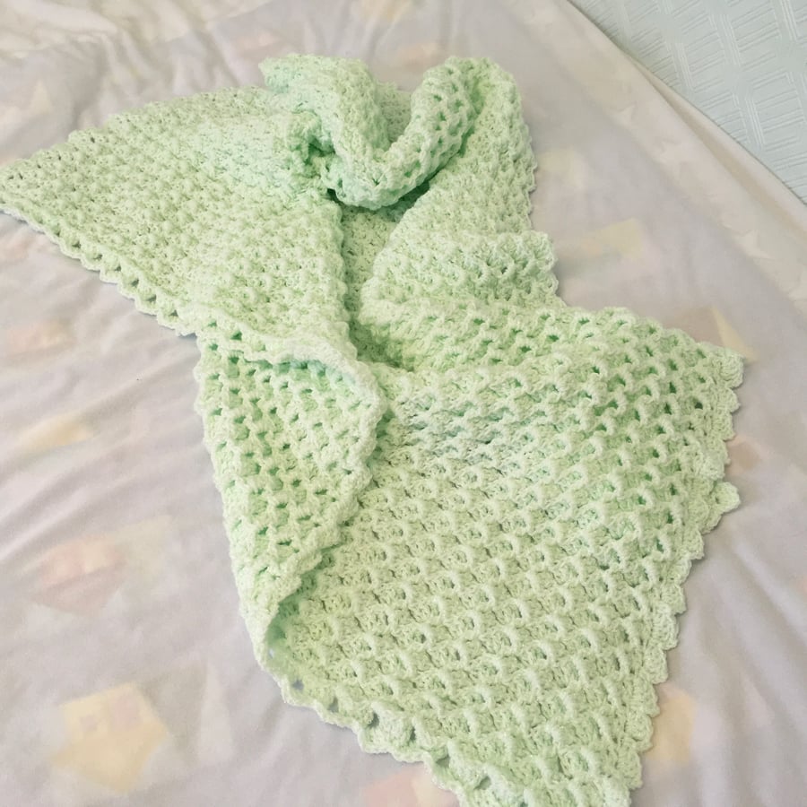 Baby Blanket in Shimmer D.K. by James Brett. Pink, Blue and Green to Choose From