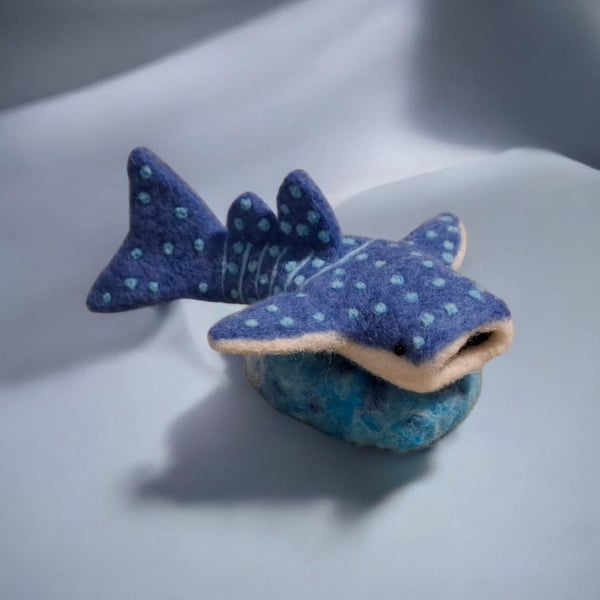 handmade needle felted whale shark 