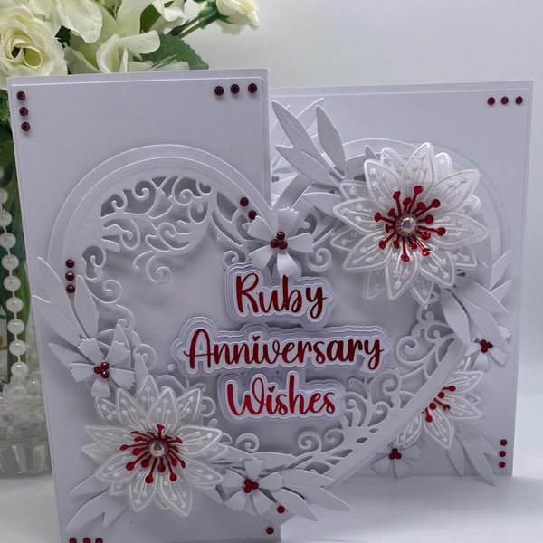 Personalized Ruby Wedding Anniversary Card: 40th Anniversary Keepsake Box