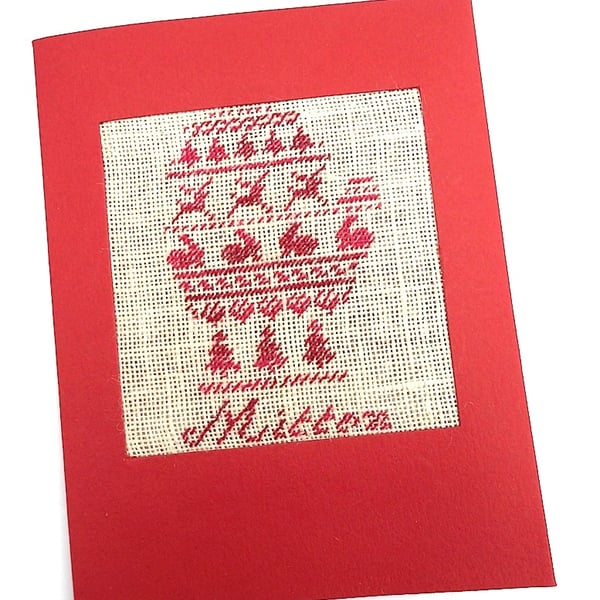 A Little Mitten Noël Cross Stitch Christmas Card