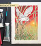 Barn Owl Flight through the Trees, sunset owl artwork, bird wall art - Image 3