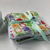Reusable face wipes - bamboo and cotton. Coordinating fabric storage basket.