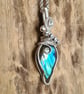 Natural Blue Labradorite & 925 Silver Necklace Pendant Gift Crystal Jewellery - Image 5
