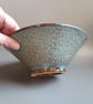Textured conical slab made pottery bowl in blue with brown highlights  - Image 8