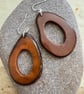 Nutty brown Tagua retro hoop dangle earrings