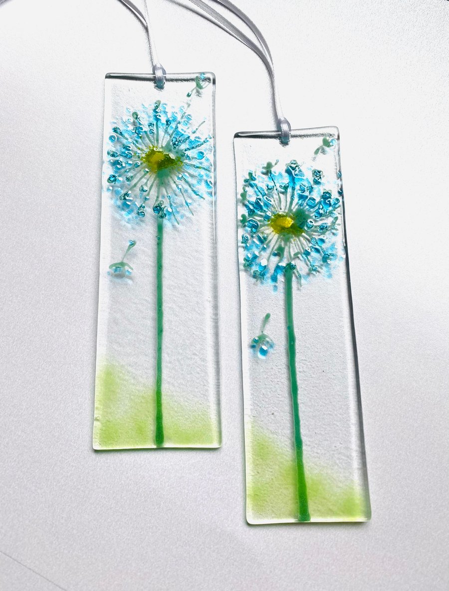 Make a wish  dandelion - fused glass wall hanging 