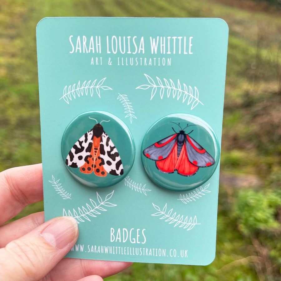 British Moths Button Badges - Set of Two