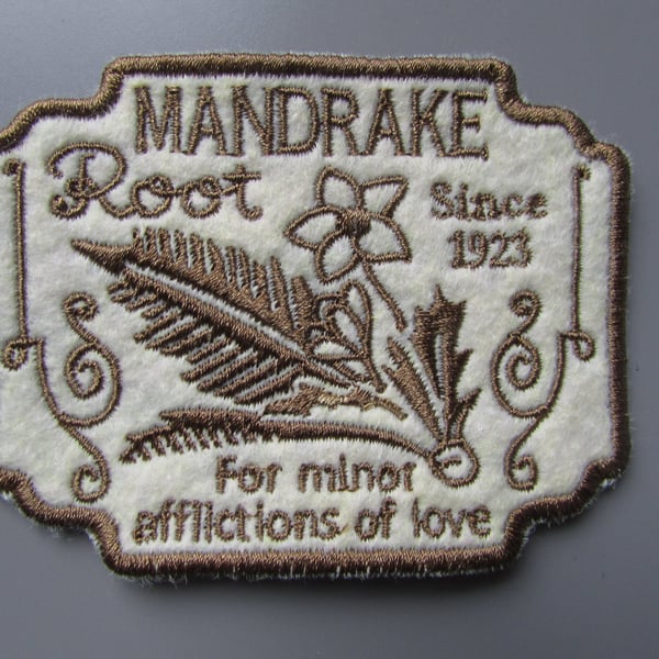 Mandrake Root Apothecary Label Embroidered Patch Applique