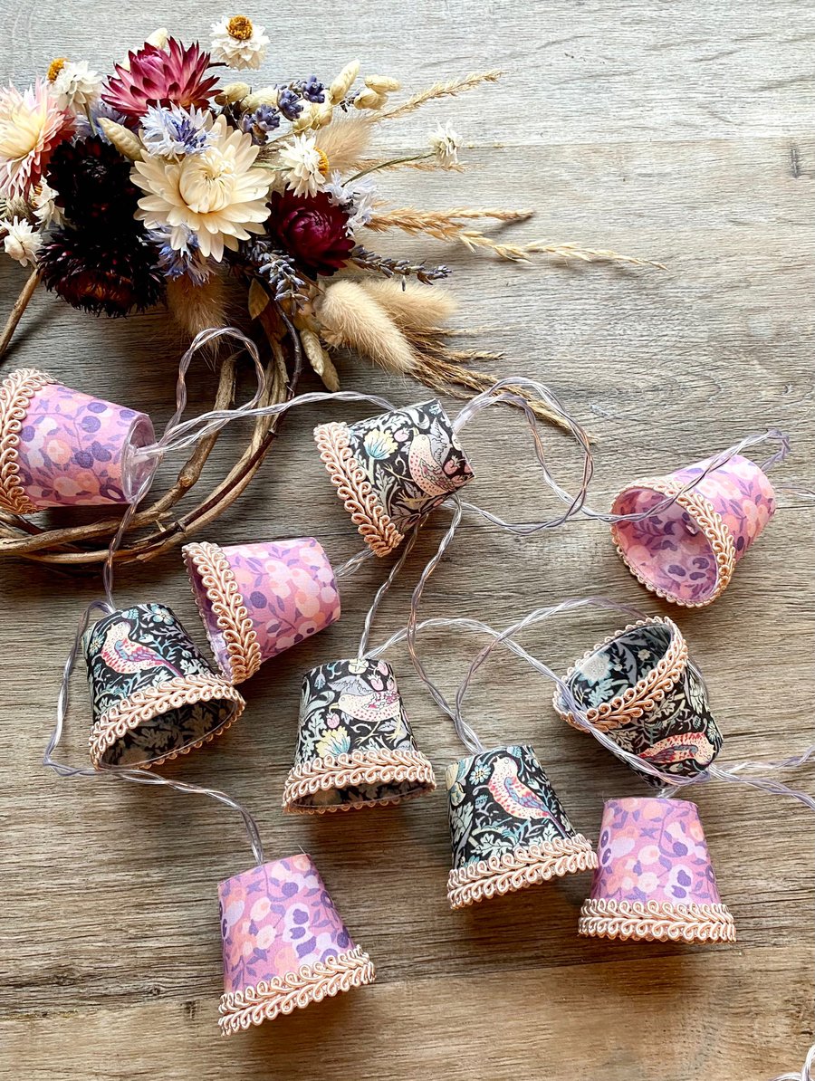 Lampshade Fairy Lights - Liberty - Strawberry Thief and Wiltshire Berry 