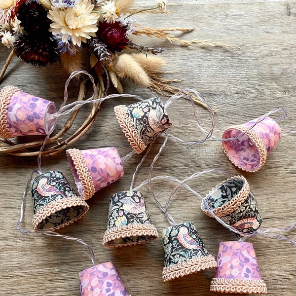 Lampshade Fairy Lights - Liberty - Strawberry Thief and Wiltshire Berry 
