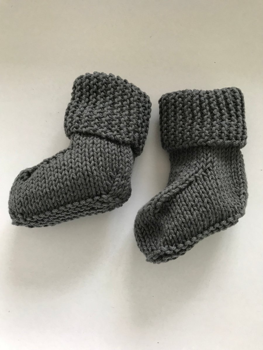 Hand knitted cotton baby bootees 