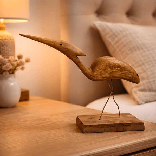 Solid oak heron bird