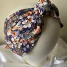 Flo - 40s Style Pure Cotton Floral Print Turban Headband 