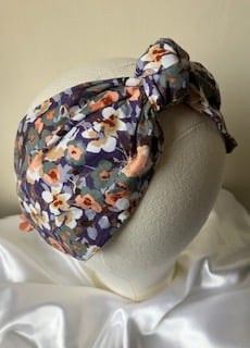 Flo - 40s Style Pure Cotton Floral Print Turban Headband 