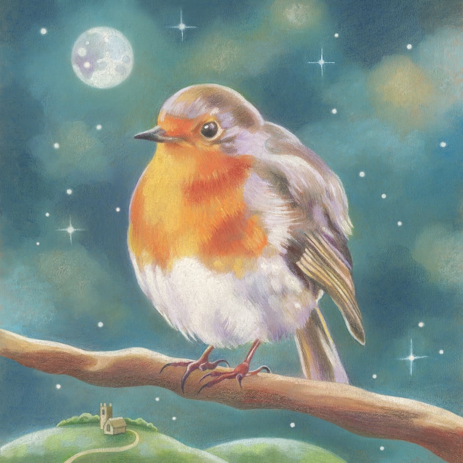 Robin greeting card - classic, vintage style card